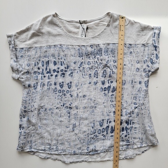 Lungo L'arno | NWT Linen Snakeskin Print Short Sleeve Top Size 3X - Picture 4 of 8
